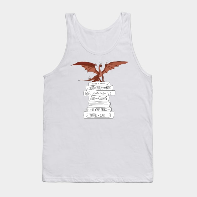 YA fantasy book stack and dragon Tank Top by bookloversclub